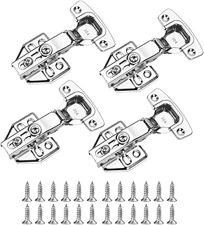 T Tersely 4-Pcs Kitchen Units Door Hinges, Soft Close Cupboard Wardrobe Doors Hinges, Folding Doors Hinge with Screws, Full Overlay Mute Cabinet Hinges