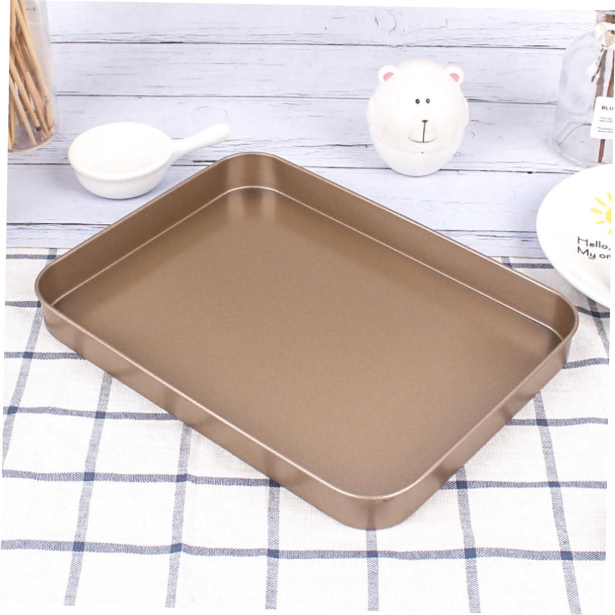 ABOOFAN Rectangular Oven Toast Box Baking Pan Non Stick Carbon Steel Cake Tray for Home Kitchen Use for Cakes Cheesecakes and More Golden