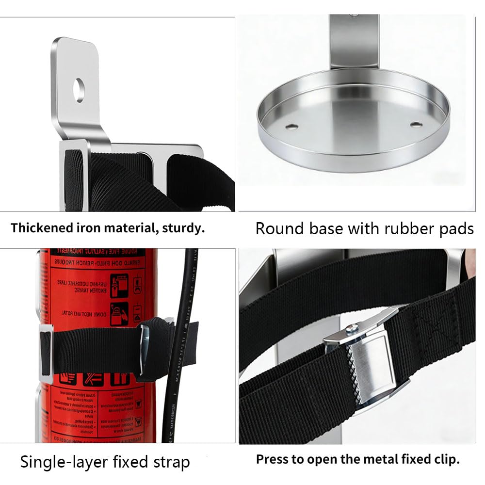 Soporte para extintor de incendios, soporte montado en la pared, compatible con extintores de 2.5 libras, acero inoxidable (2 piezas)
