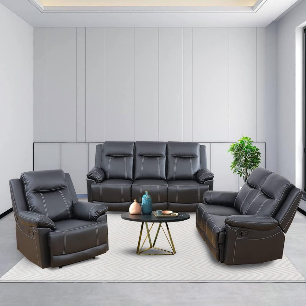 Ocstta Leather Recliner Sofa Set,Living Room Furniture Set