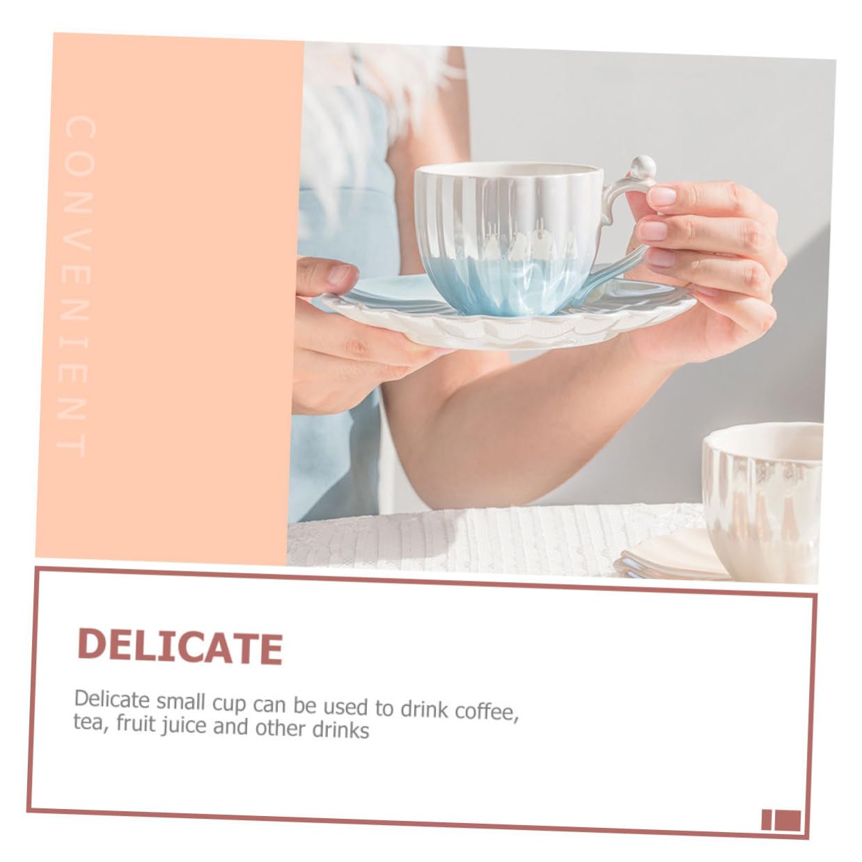 Gatuida Set di Tazza da Caffè dal Design Elegante con Piattino in Ceramica da 300ml Leggero per Bere Caffè a Casa al Ristorante