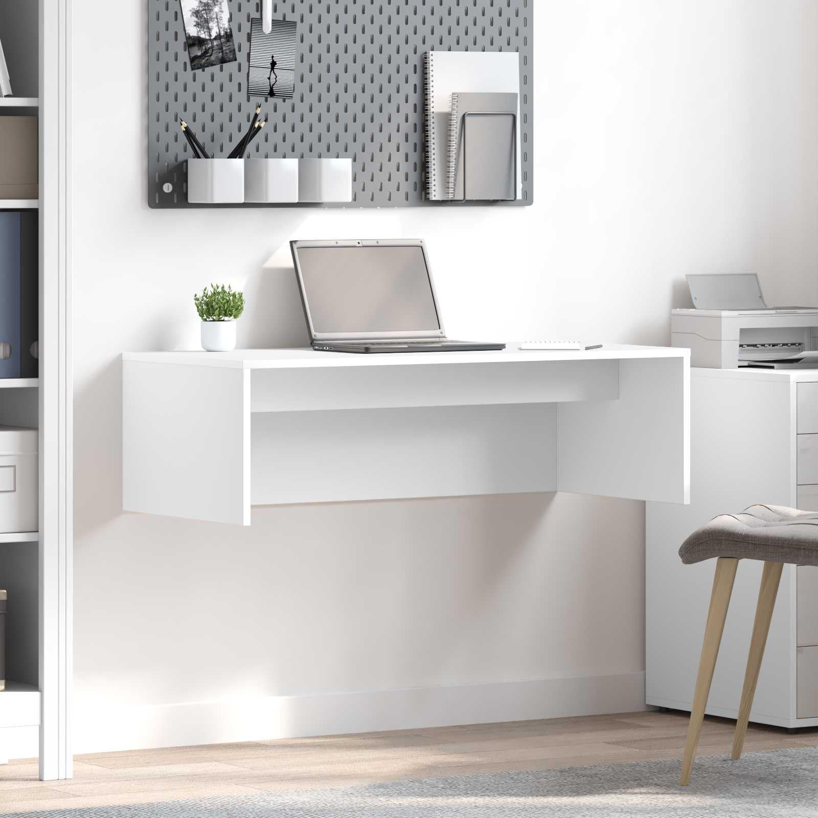 Bureau Mural Blanc en Bois d'Ingénierie 100 x 45 x 30 cm