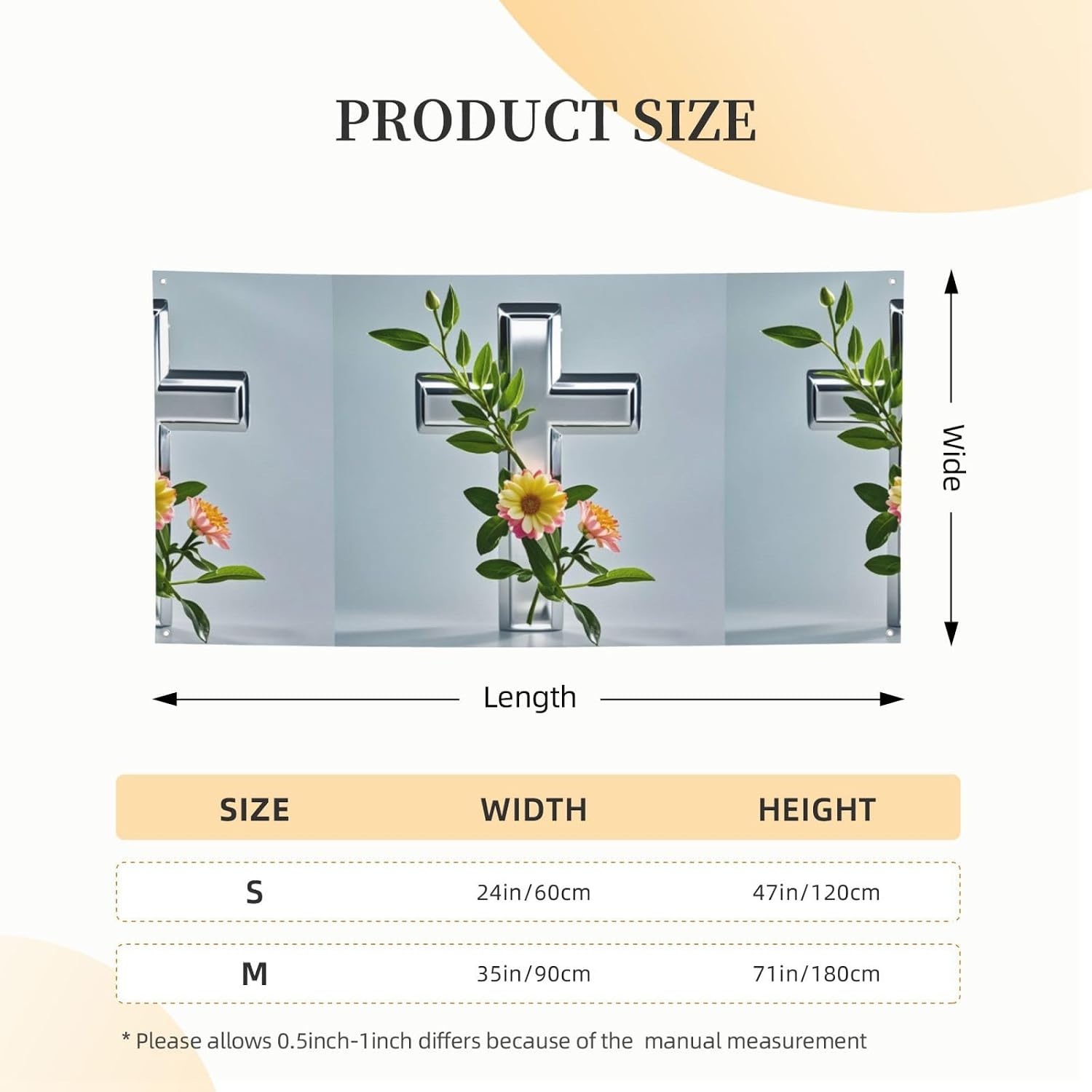 Flower branches on the cross Banner Party Decor Backdrop Banner Birthday Party Photography Background Decorations 47 x 24 Inch Flag Indoor Outdoor Wall Decor Banner Party Supplies Favors image 2