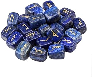 (イスイ)YISHUI 25個入り 天然 刻まれた チャクラ ラピスラズリ ルーン 石セット 宝石 W3558