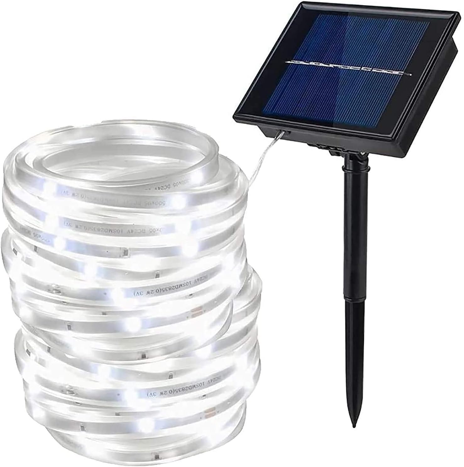 Solar LED Strip Light,AMZSTAR 100 LED Waterproof SMD2835 16.4ft/5M Flexible Rope Light for Garden,Yard,Path,Patio,Party,Christmas Decorative (White)