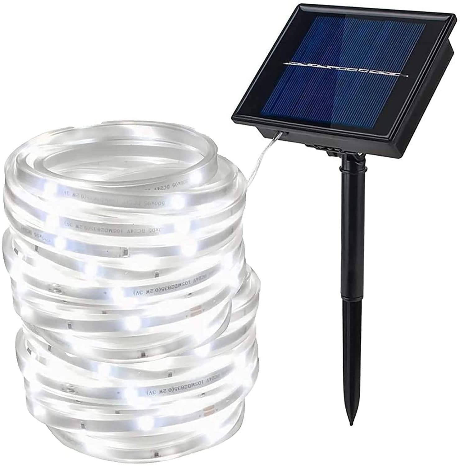 Solar LED Strip Light,AMZSTAR 100 LED Waterproof SMD2835 16.4ft/5M Flexible Rope Light for Garden,Yard,Path,Patio,Party,Christmas Decorative (White)