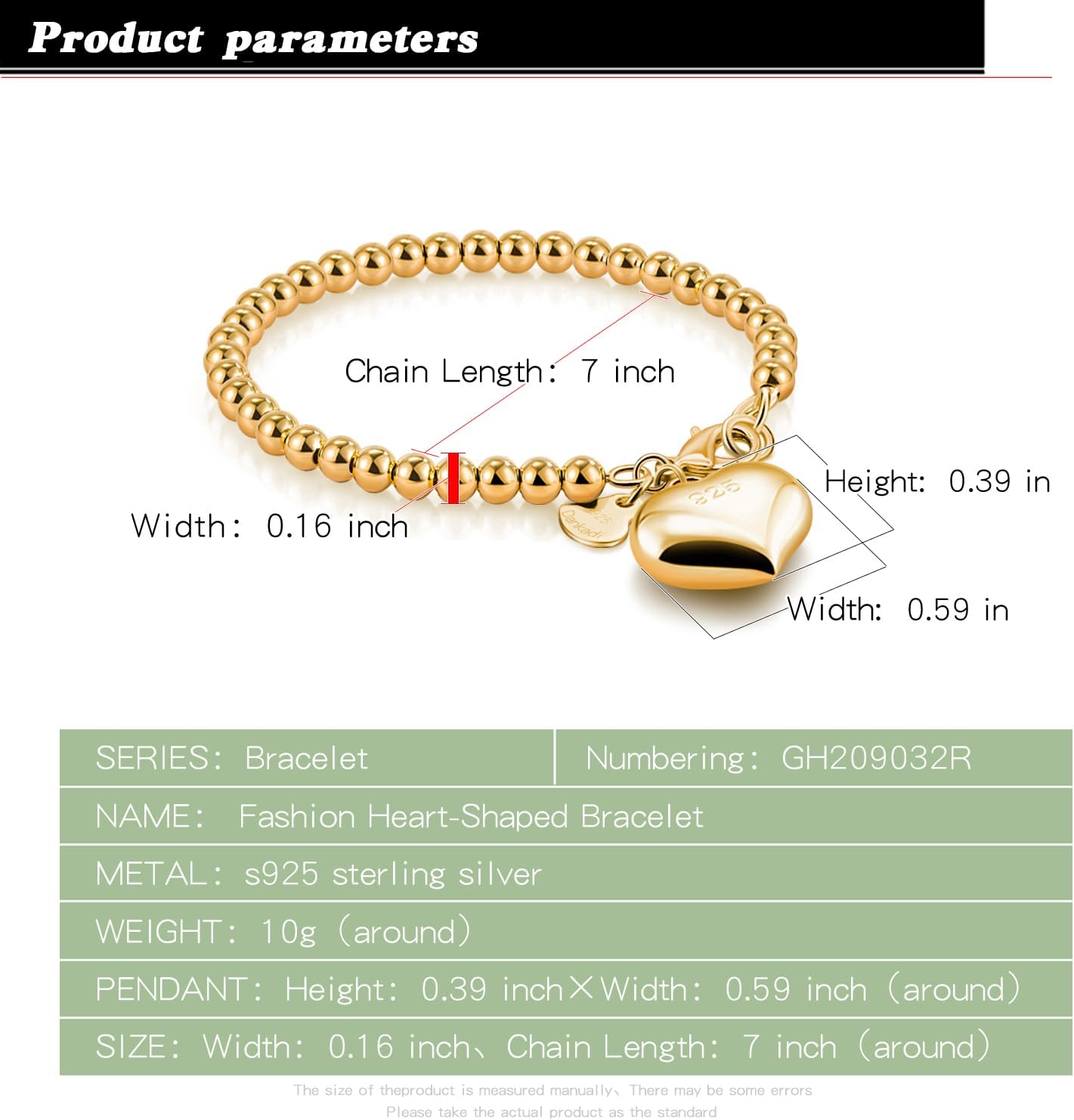 Dankadi Women 925 Sterling Silver Round Bead Bracelet Minimalist 4-6MM 13-21CM Bell and Heart Pendant Prayer Beads Link Chain Bracelet Men Charm Jewelry Gift