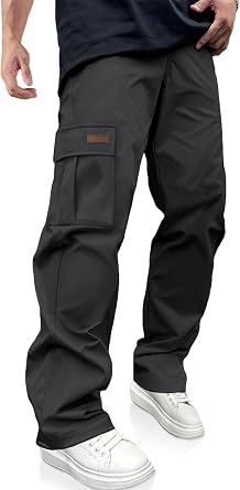 PLEPAN Mens Casual Cargo Pants Drawstring Hiking Workout Tactical Joggers Sweatpants for Men with Pockets