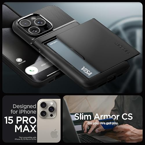 Miniatura 2 de Spigen Slim Armor CS - Funda diseñada para iPhone 15 Pro Max (2023), protección de grado militar tarjetero - oro rosa