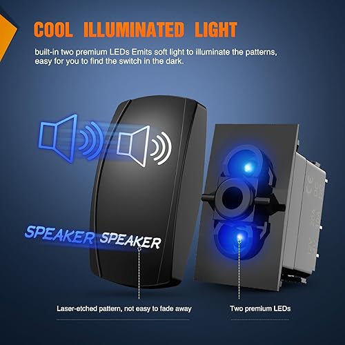 Miniatura 4 de Nilight Interruptor basculante de altavoz, interruptor de barra de luz LED, interruptor láser de 5 pines, encendido y apagado, interruptores SPST