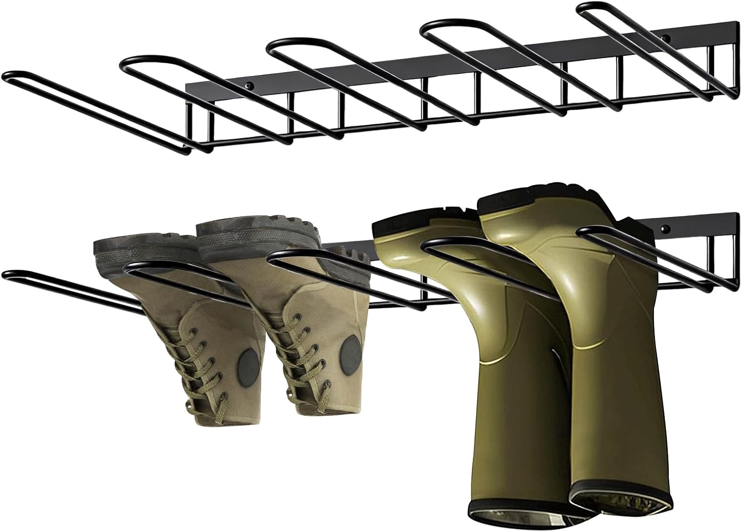 Pack of 2 Metal Shoe Rack Wall, 41.5 x 26 x 5 cm Boot Storage Wall with Screws Boot Holder Wall Mount Boot Holder for 4 Pairs Shoe Rack Boots for Bathroom Hallway