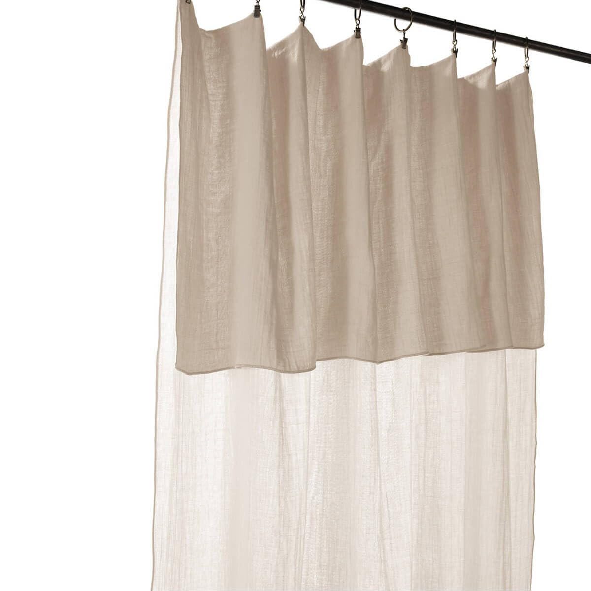 OUREA - Rideau Ajustable 140x300 cm Gaze de Coton Pampa + 8 Anneaux Pince