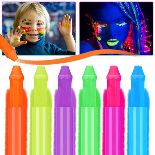 Miniatura 8 de AOMIG Crayones giratorios, 6 colores seguros, no tóxicos, lavables, lápices de pintura facial para niños, crayones de baño fluorescentes, lápices de