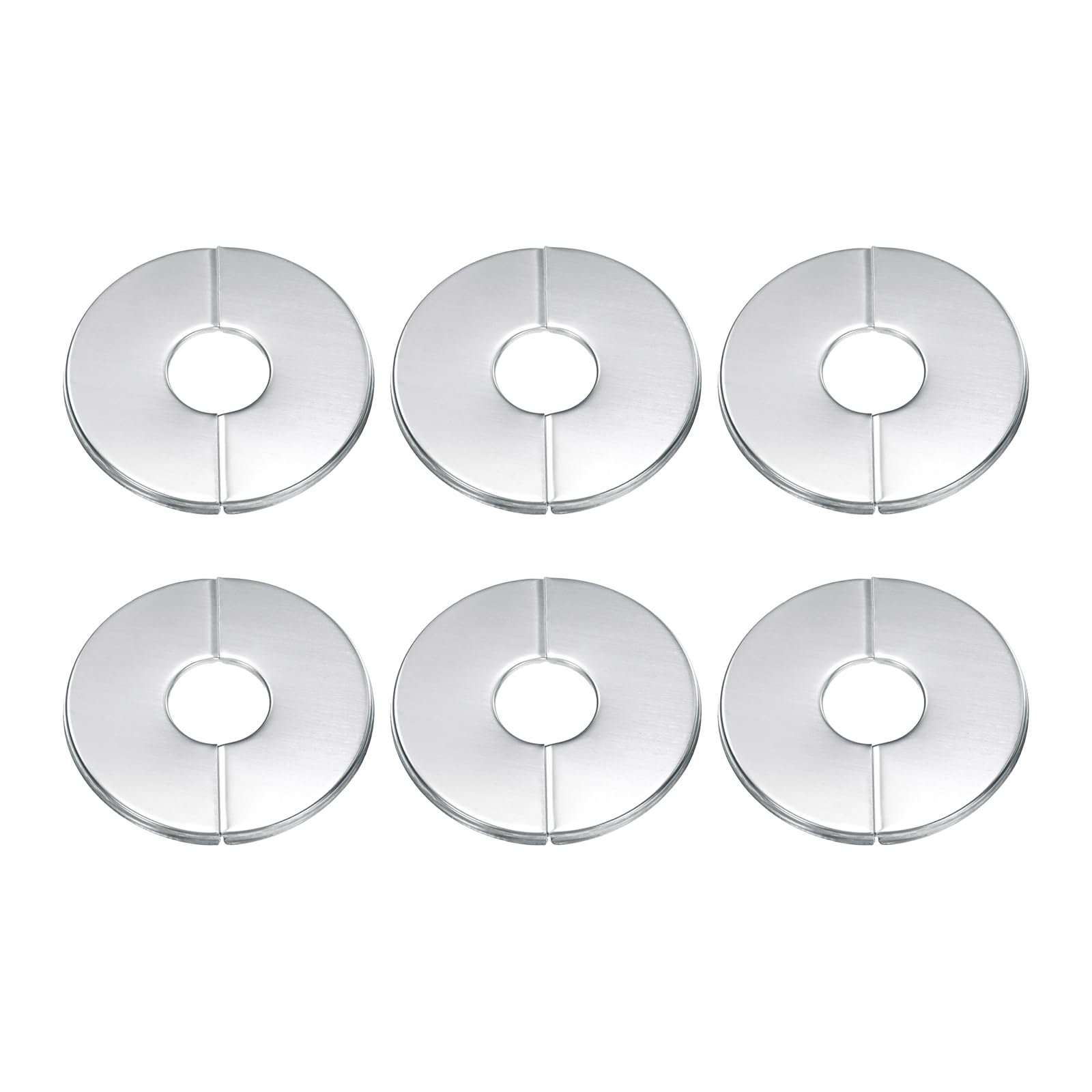 sourcing map 6pcs Wall Split Flange 0.87" (22mm) Stainless Steel Round Self-Adhesive Split Flange Pipe Cover Clip-on Escutcheon Collar for Floor Ceiling Bathroom Kitchen Toilet