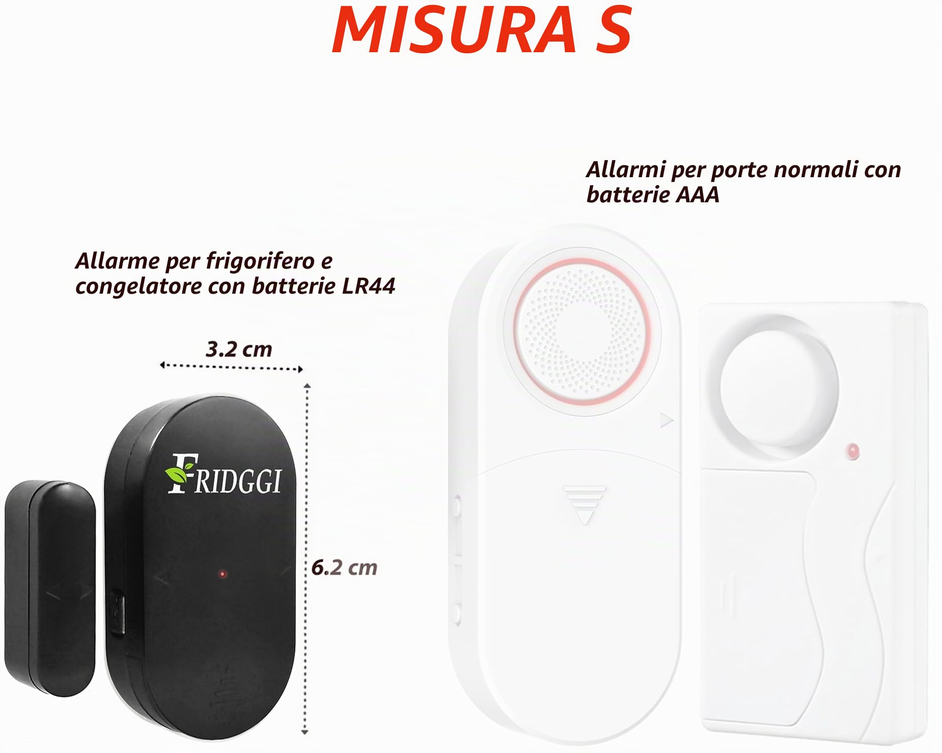 Allarme porta congelatore con ritardo quando lasciato aperto, ritardo di 60 secondi, allarme porta frigorifero ritardato, basso/alto da 80 dB a 110 dB (nero)