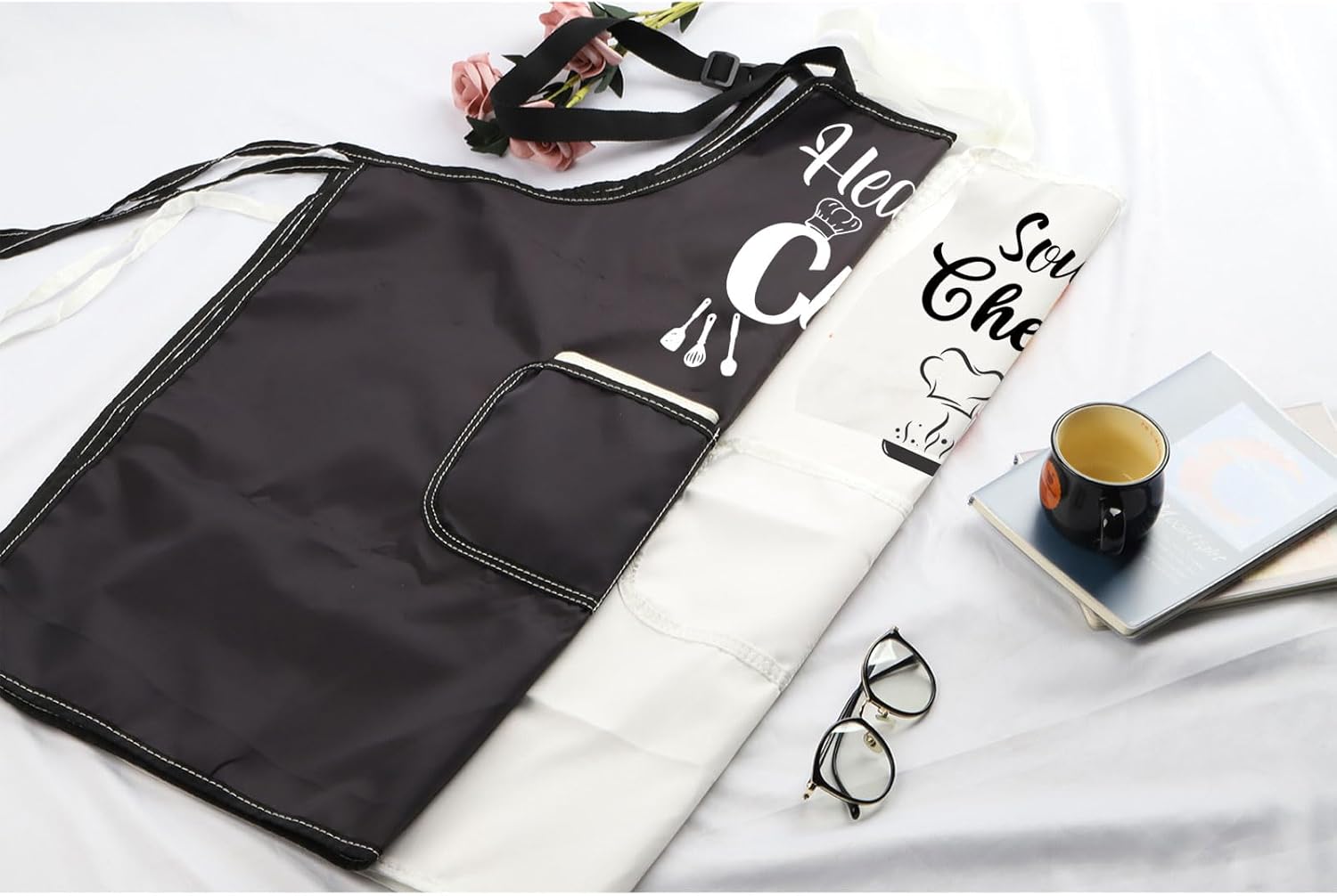 MBMSO Head Chef and Sous Chef Aprons Matching Family Aprons with Pockets Mum Dad Son Daughter Kitchen Apron Housewarming Gift - Image 5