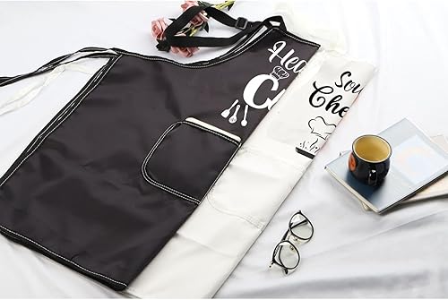 Miniatura 5 de MBMSO Delantales de chef y sous chef, delantales familiares a juego con bolsillos, para mamá, papá, hijo, hija, delantal de cocina, regalo de