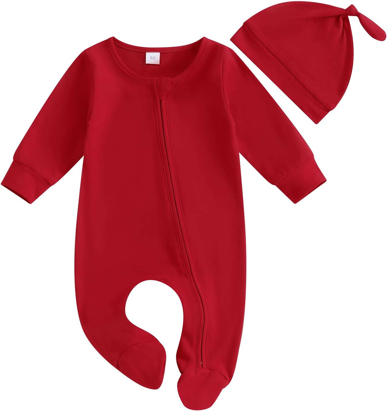 Ayalinggo Newborn Baby Girl Boy Clothes Infant Long Sleeve Soild Footed Romper Zipper Footie Jumpsuit With Hat Fall Outfit