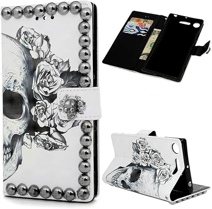 JINQD HOME Funda con Sony Xperia XZ1 - Funda con Tapa de Bling Bling Hecha a Mano 3D Cristal Brillante Diamantes Gemas Funda de calavera Punk Magn?tica Funda de soporte para Sony Xperia XZ1 - Floral S JINQD HOME Funda con Sony Xperia XZ1 - Funda con Tapa de Bling Bling Hecha a Mano 3D Cristal Brillante Diamantes Gemas Funda de calavera Punk Magn?tica Funda de soporte para Sony Xperia XZ1 - Floral S