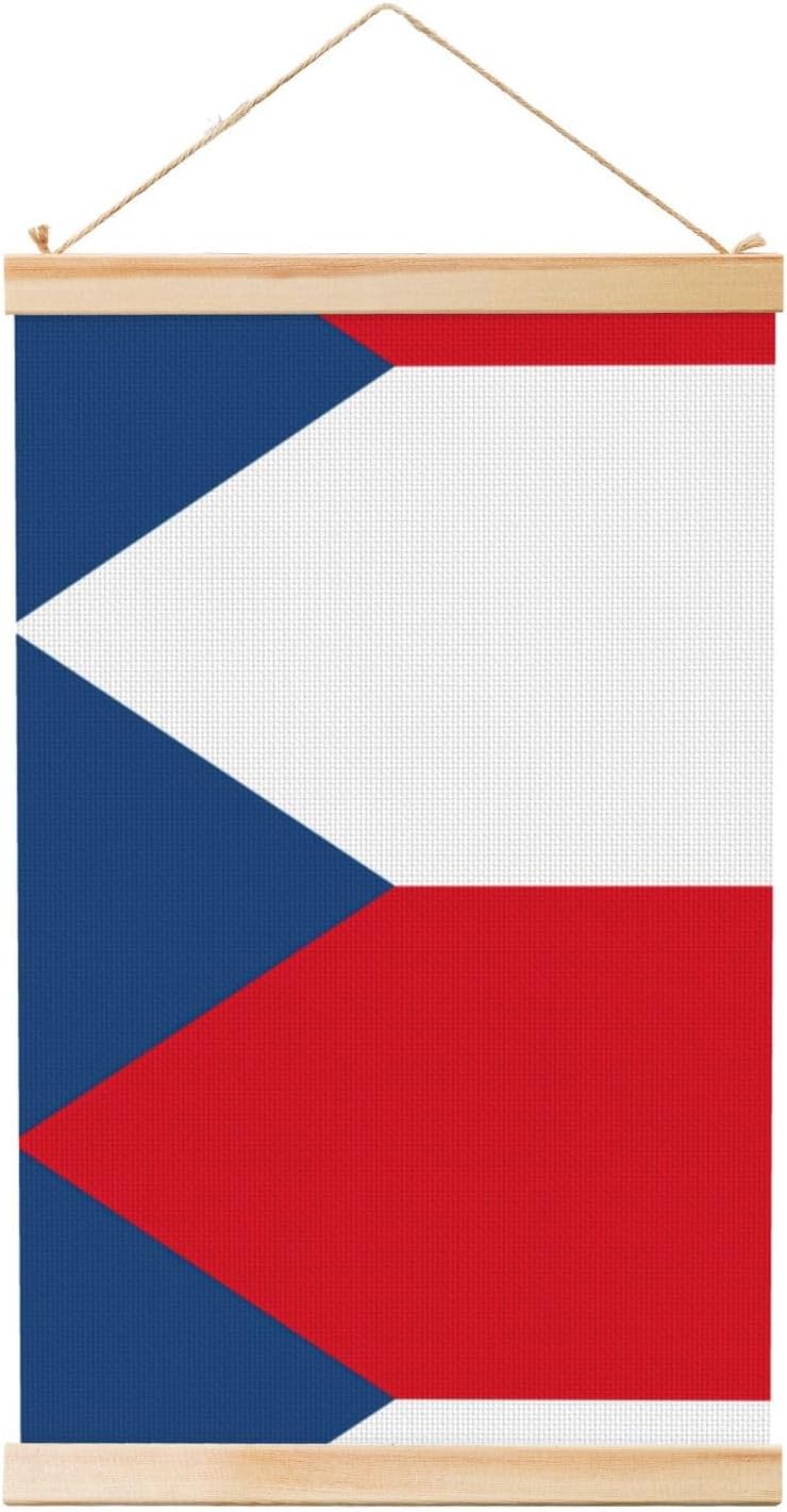 Flag Of The Czech Republic Print Poster Hanger,Hanging Poster, Poster Frame,Wood Poster Hanger, For Wall Hanging