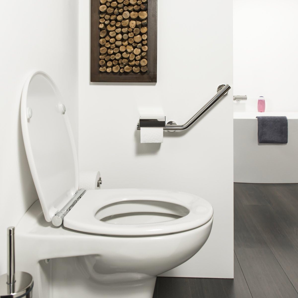 ❤ Crazy Deals Tiger 299150346 Boston Handrail with Toilet Paper Holder for Right Side Polished