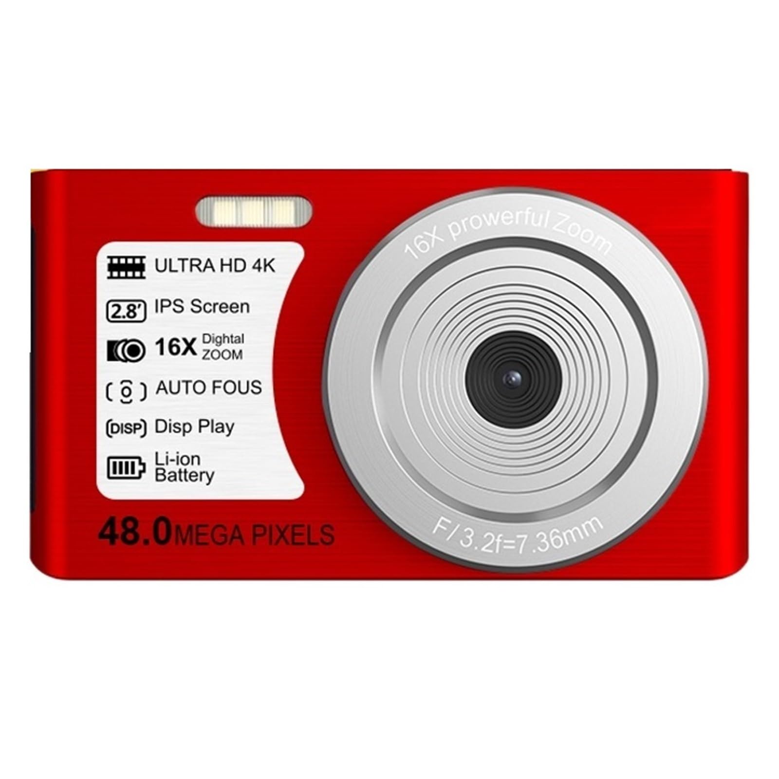 Mini Videocamere Digitali 4K Con Messa A Fuoco Automatica For La Fotografia Videocamera Vlog Compatta Registratore Fotografico Portatile Da 48 MP Casa Telecamera HD ( Size : No SD Card , Color : 2 )