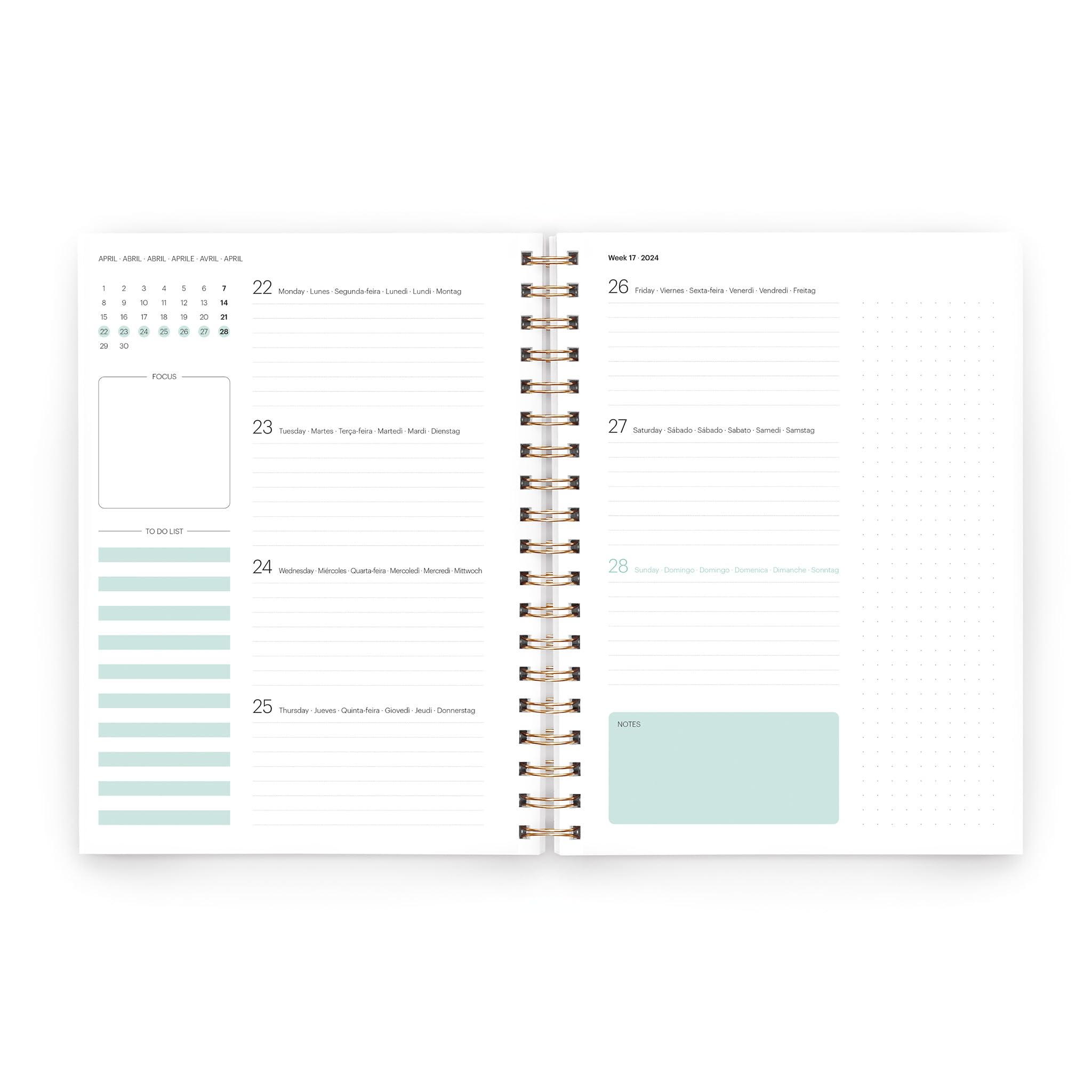 Miquelrius, Annual Diary 2024 Week to View, Plus Size 155 x 213 mm (similar A5), Hard Cover, Spiral Binding, Elastic Closure - Image 2