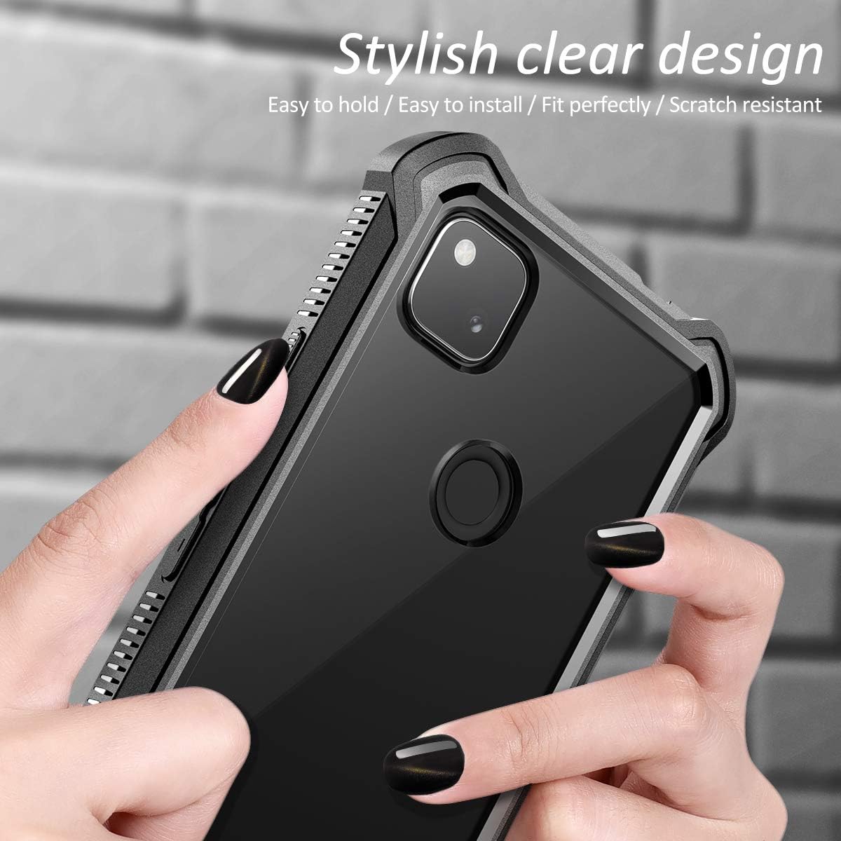 Dexnor for Google Pixel 4a Case [NOT for 5G] with Screen Protector Clear Rugged Full Body Protective Shockproof Hard Back Defender Dual Layer Heavy Duty Bumper Cover for Pixel 4a 4G - Black