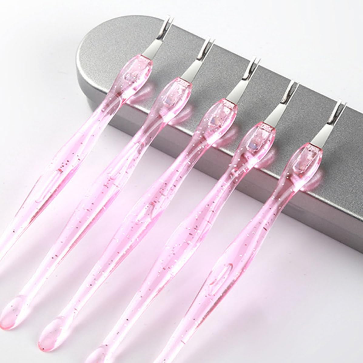10pcs Pink Stainless Steel Cuticle Fork for Precise Dead Skin Removal
