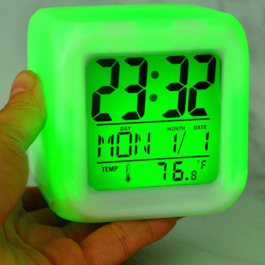 Colorful Electronic Clock Alarm Wake Up Easy Setting Digital LED Night Light - Best Gift for Kids image 2