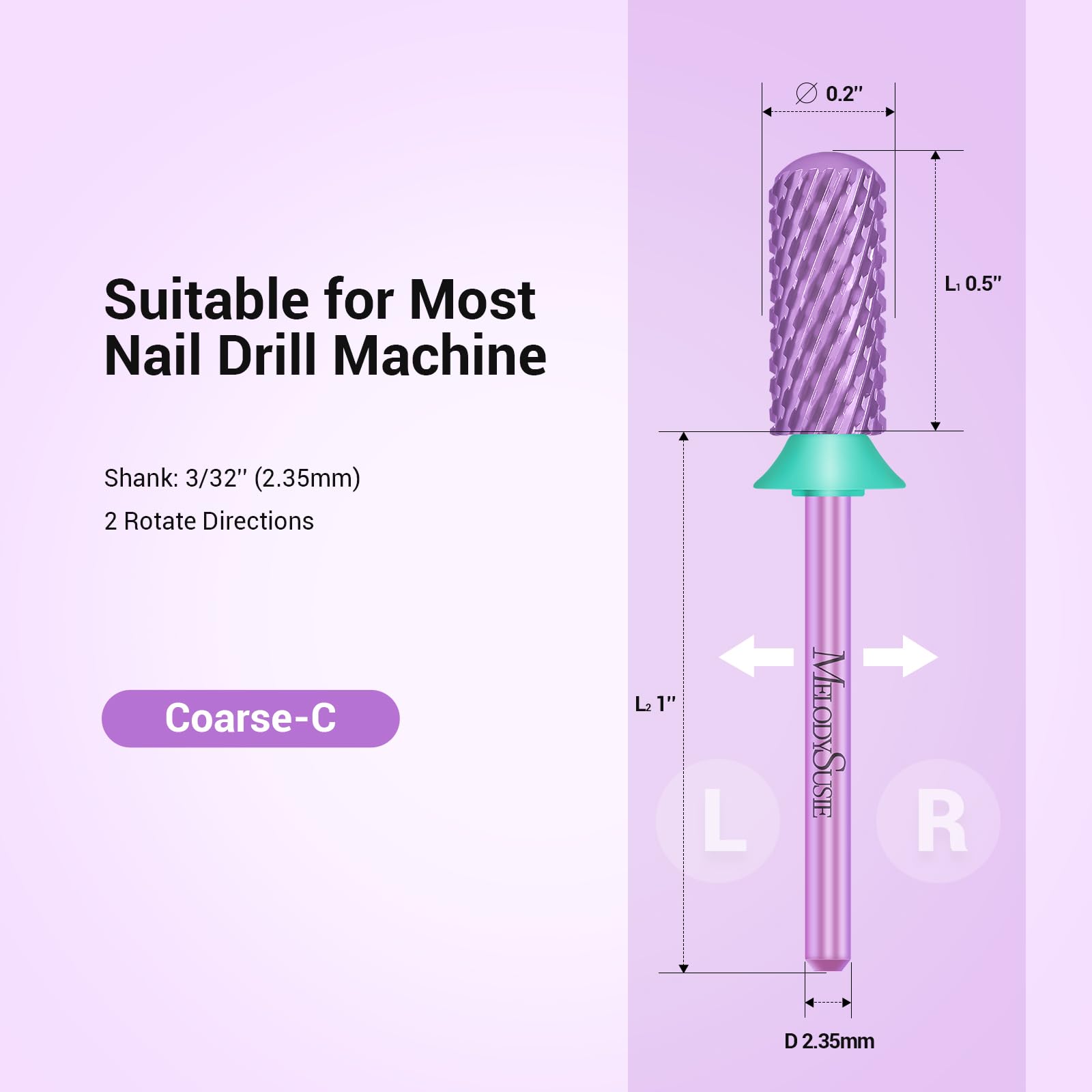 MelodySusie Safety Nail Drill Bits, 3/32'' Smooth Round Top Small Barrel Carbide Bits - Image 3