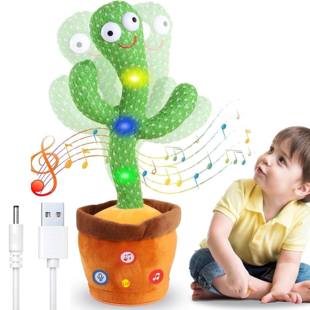 Dancing Cactus Talking Toy for Kids – Rechargeable Singing Cactus that Repeats What You Say | Talk Back Mimicking Baby Toy with Songs, Lights & Recording | Gift for 1 2 3 Year Old Boys Girls-picture-22
