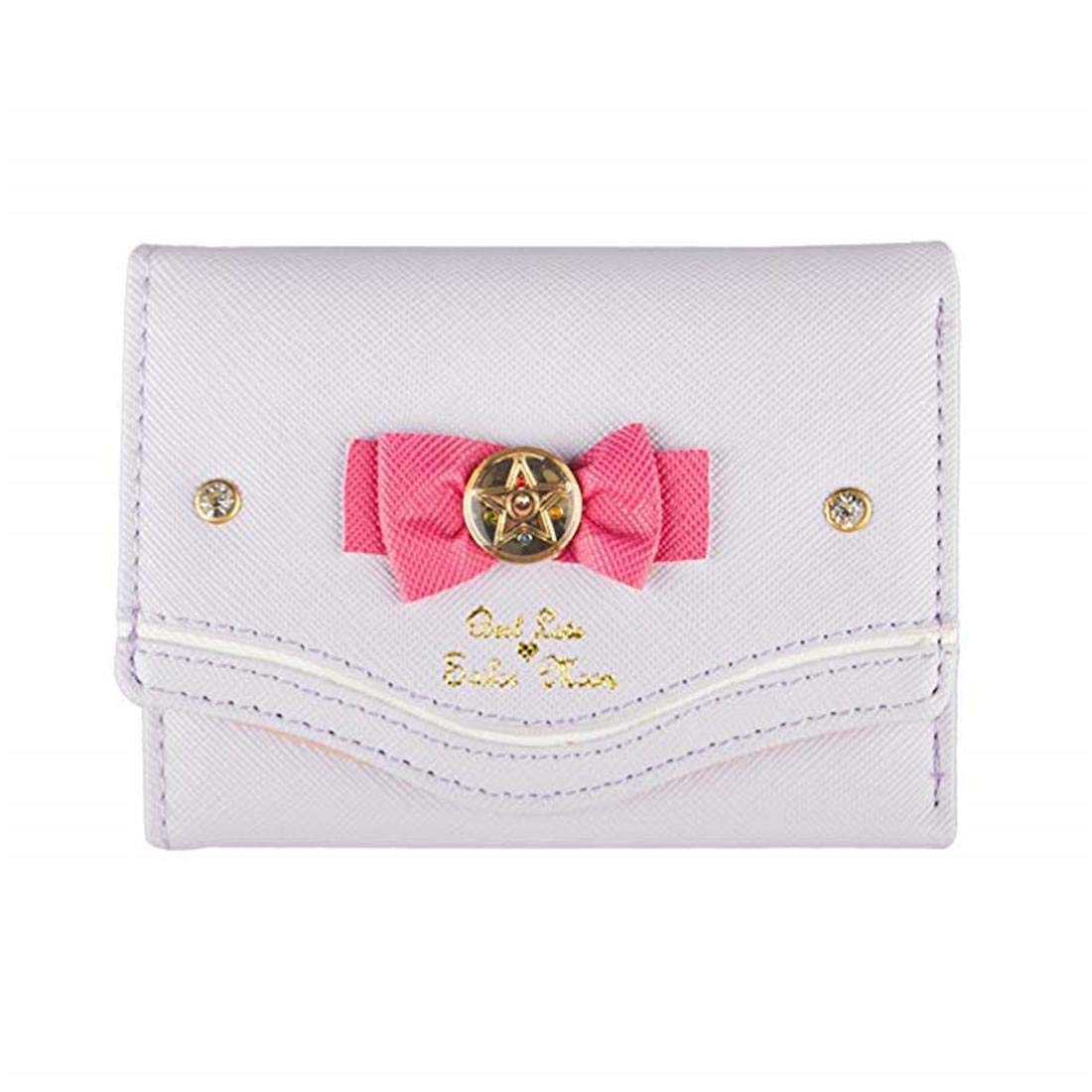 PHILOMISailor Moon Wallet Girl Cute Small Wallet Delicate Bow Kawaii Wallet Credit Card Holder ID Window, MSN Lavender, Card Case Wallet