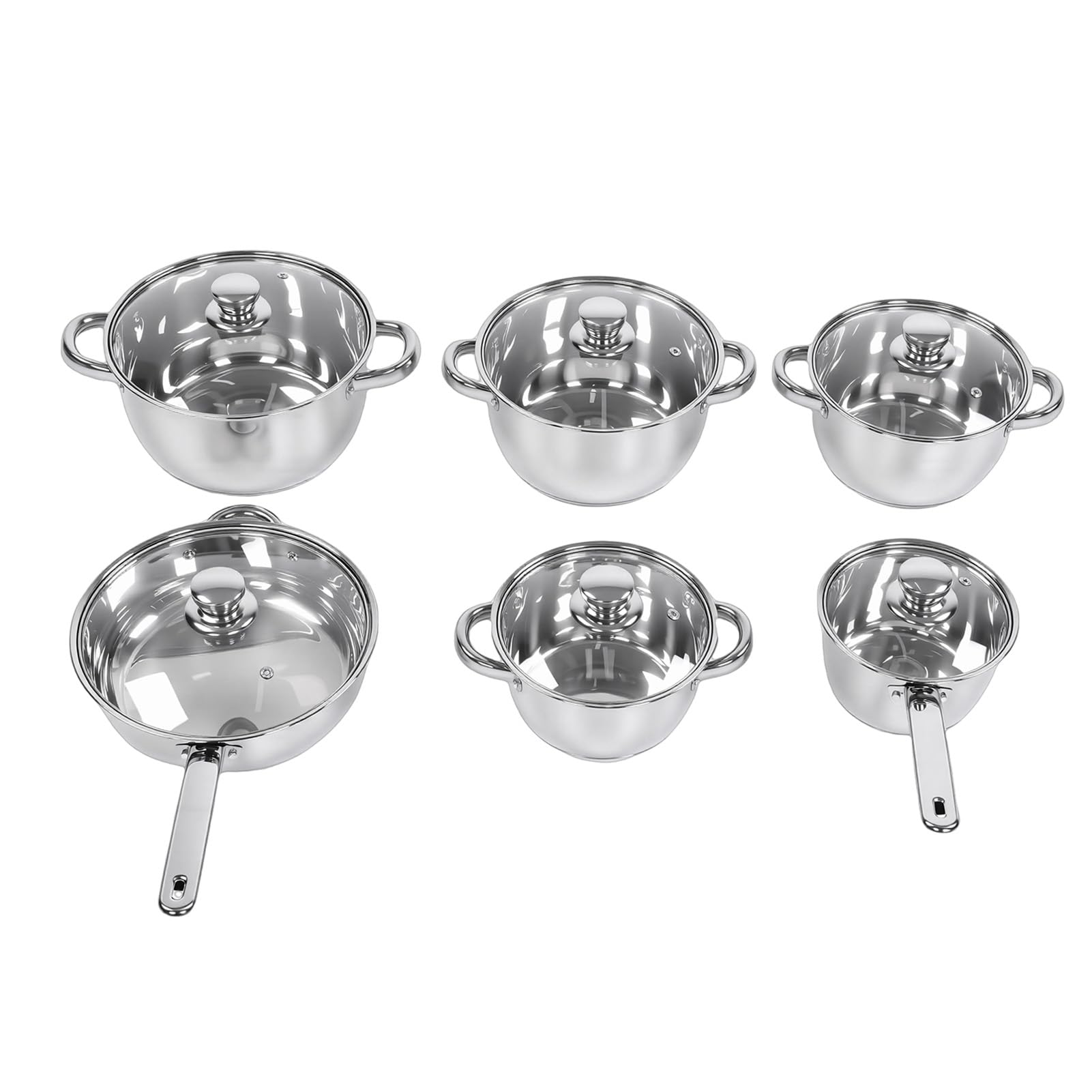 Jectse 15-teiliges Kochgeschirr-Set aus Edelstahl, Töpfe und Pfannen-Set mit Deckel, Küchen-Kochgeschirr- Zum Kochen, Kochutensilien aus Edelstahl, Kochutensilien für die Küche