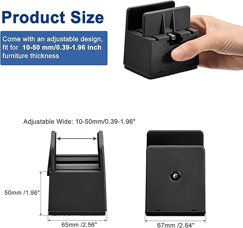 Miniatura 2 de uxcell Elevadores de cama de 2 pulgadas con abrazadera de tornillo ajustable, 4 elevadores de muebles para cama, escritorio, sofá, mesa, apto para