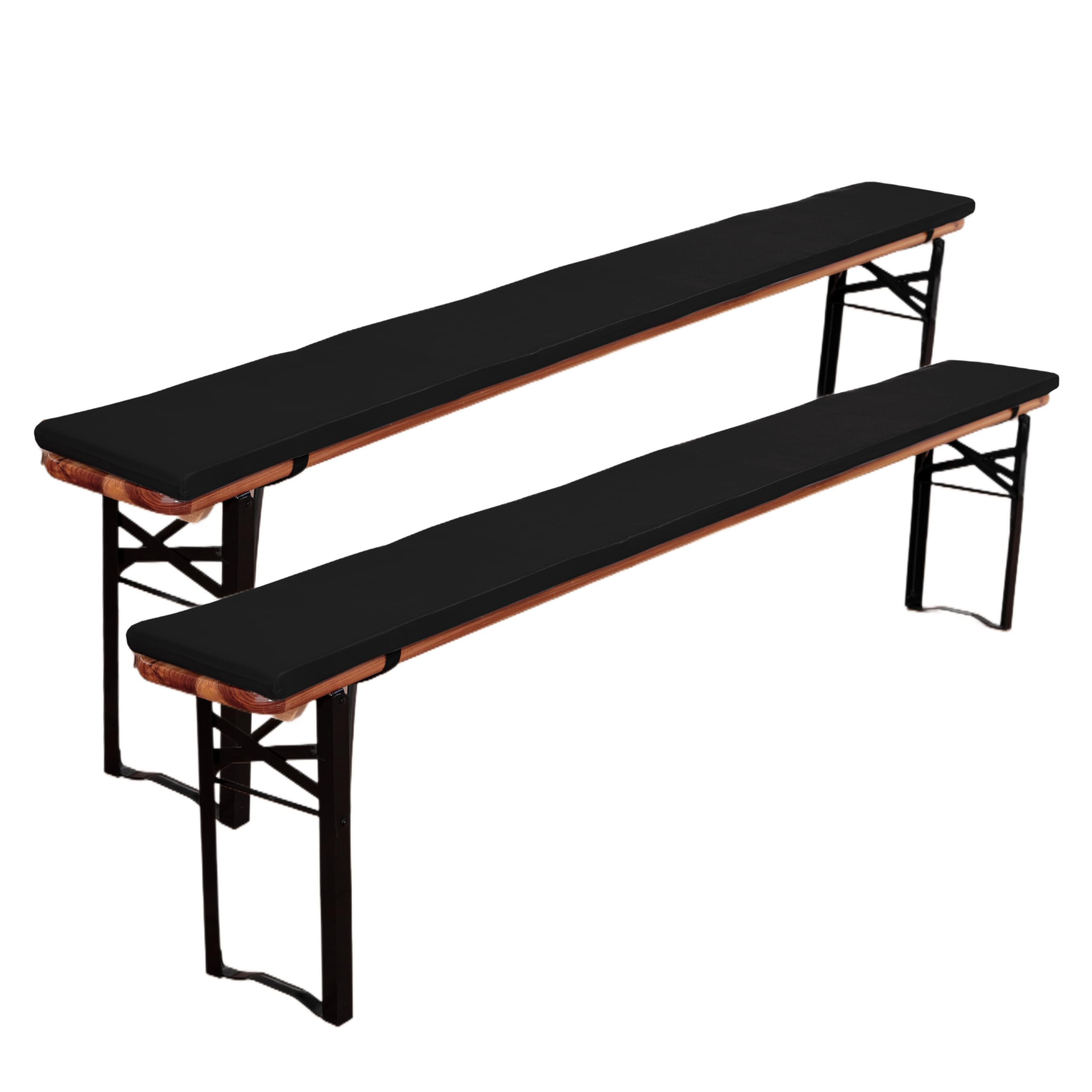 EBETA Coussins pour bancs de Jardin, Coussins pour balançoire antidérapants, Tapis de Tabouret de Jardin en Coton et imperméables, avec Boucle 220 x 25 x 3 cm (Noir, 2 pièce)