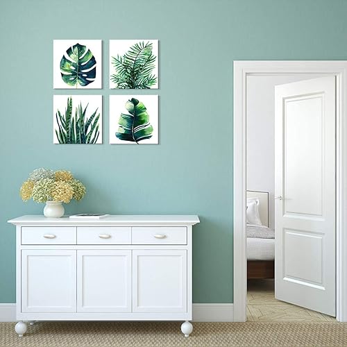 Miniatura 141 de Arte de pared de naturaleza con plantas verdes, decoración de pared de hojas botánicas tropicales, impresiones en lienzo para dormitorio, Hoja