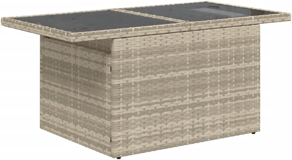 Light Gray Garden Coffee Table with Adjustable Height, Poly Rattan Patio Table for Outdoor Patio, Balcony, or Garden Use, Durable Weather-Resistant Outdoor Furniture