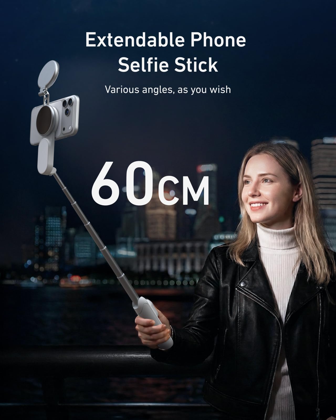 TELESIN Mini Magnétique Perche à Selfie & Trépied Smartphone + C03 Lampe