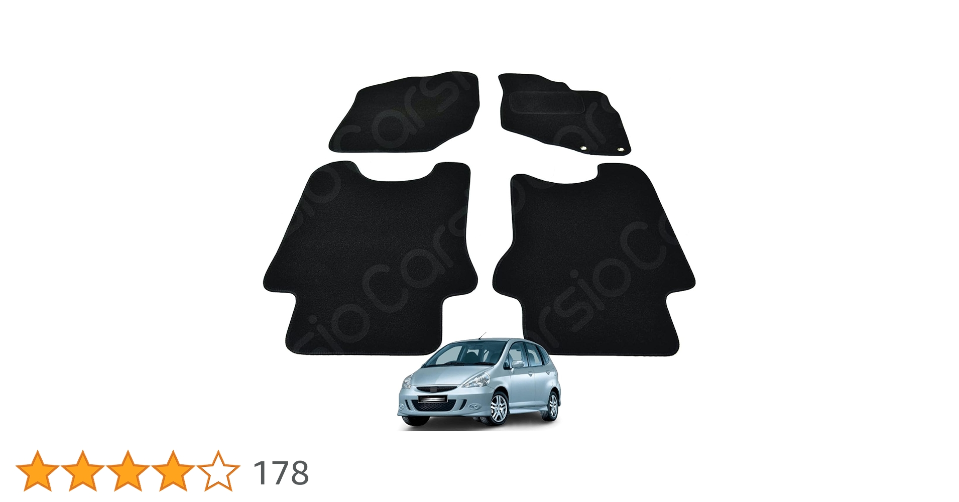 Carsio Carpet Car Mats For Honda Jazz Hybrid 2020+ Onwards Tailored Fit Floor Mat Set Complete Accessory Black Custom Fitted - All Weather, Anti-Slip Backing & Grey Trim