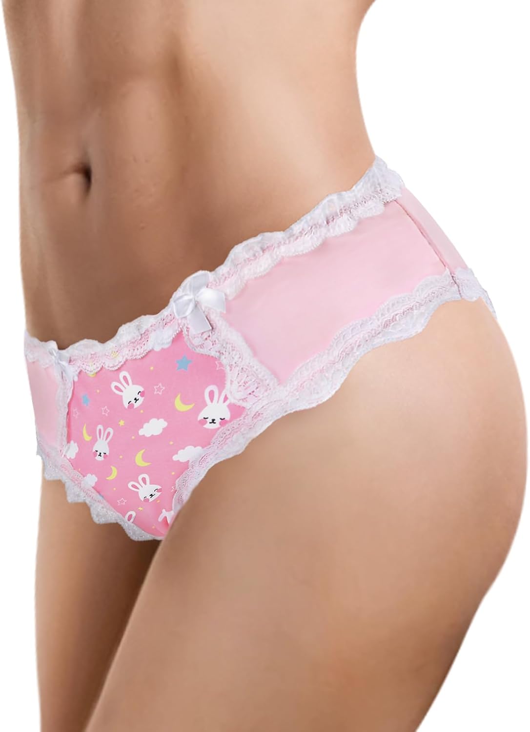 Littleforbig Unisex Hipster Briefs Snuggle Bunny Pattern Mesh Shaping Tucking Gaff Briefs for Sissies Crossdressers