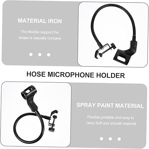 Miniatura 7 de Soporte de micrófono de cuello de cisne ajustable para escritorio, transmisión en vivo, soporte de micrófono negro, brazo flexible y base compatible