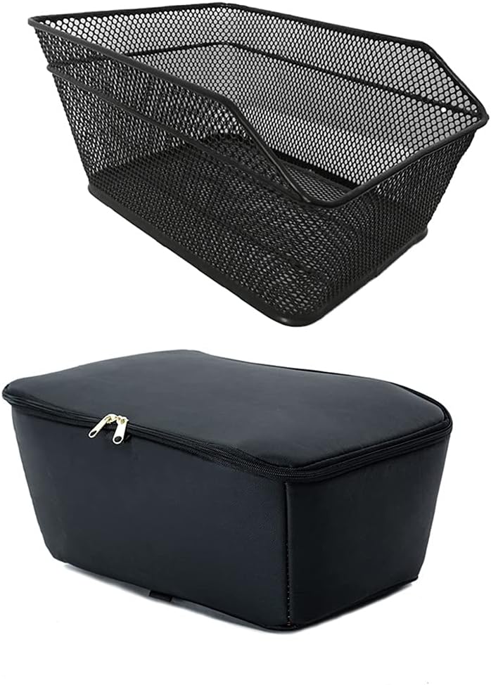 Rear Bike Basket Large Capacity Metal Wire Bicycle Bag Waterproof Rainproof Cover