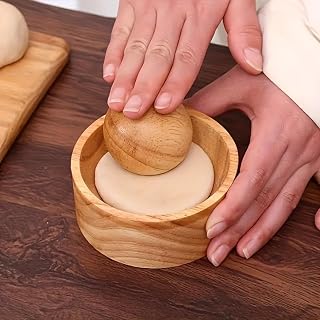 2pcs/set (including 1pc base +1pc rolling ball) Wooden round dumpling wrapper tools, no electricity required, kitchen wrappers, household dumpling wrapper molds, wrapper molds.