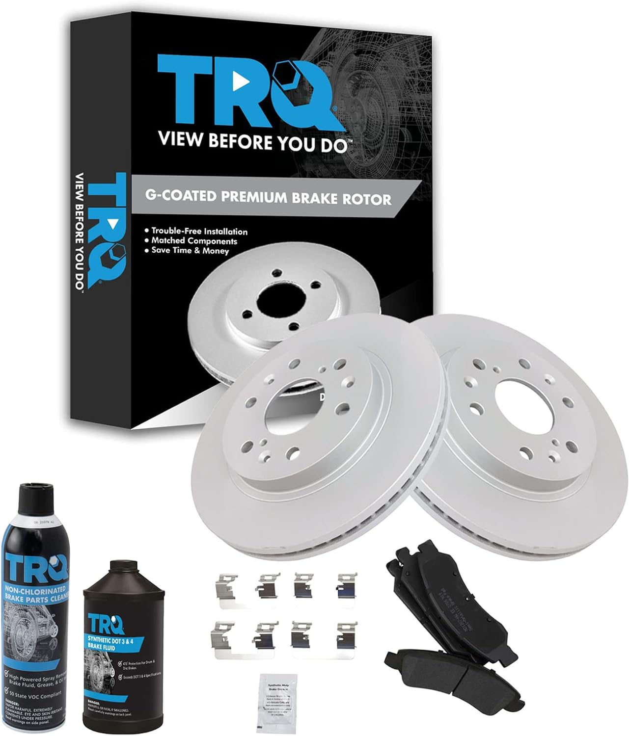TRQ Front Brake Pad & Rotor Kit Semi-Metallic Premium G-Coated Compatible with 08-20 Cadillac 07-20 Chevrolet GMC