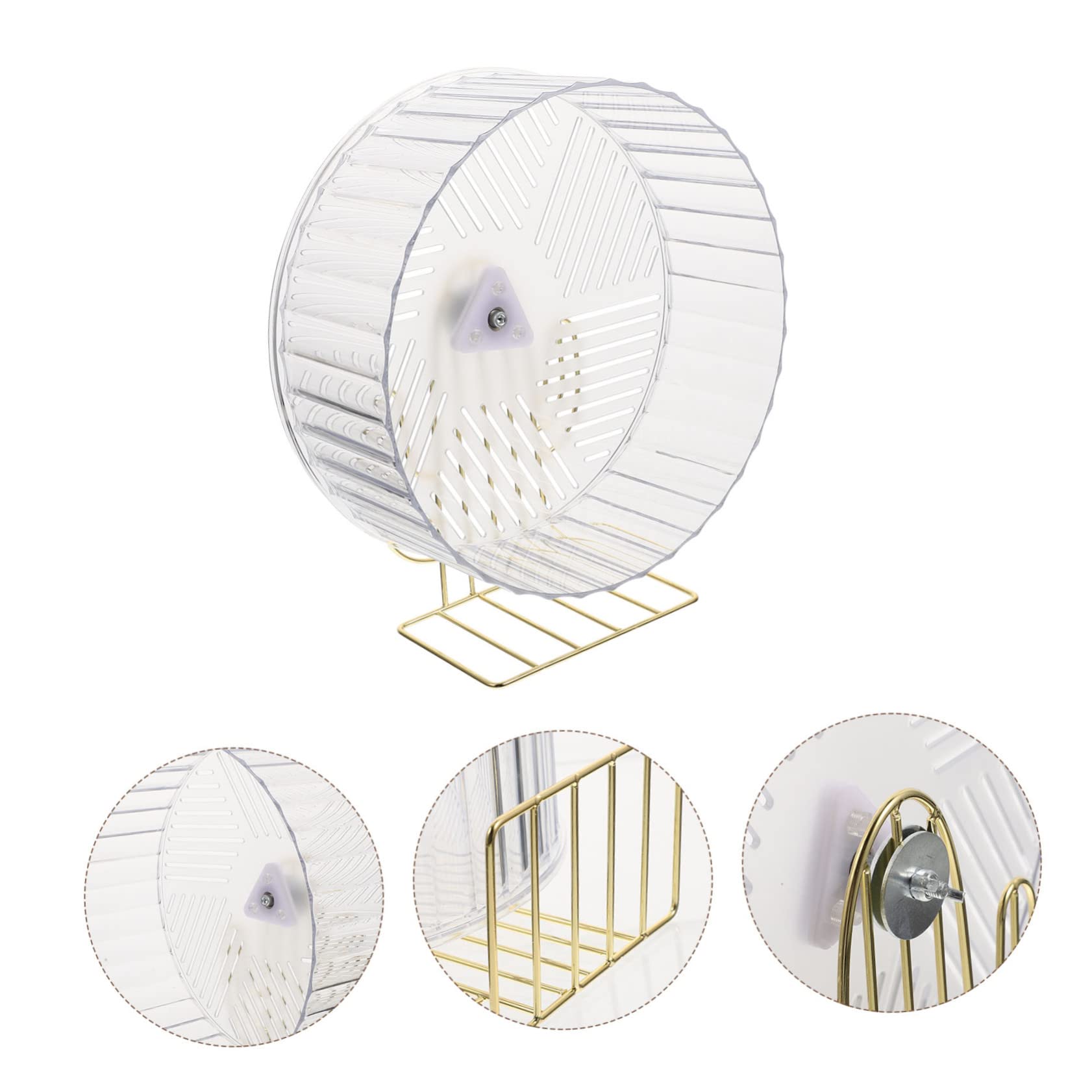Toyvian Rueda de Hámster para Hacer Ejercicio Soporte Estable, Rueda de Erizo Dorada Grande, Accesorio Compacto para Jaula, Juego Deportivo para Mascotas Pequeñas