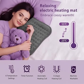Heated Pad Heating Pad Mini, Electric Heated Seat Pad, 6 Temperature Levels and Setting Timers Function with Auto Shut Off, Machine Washable for Back, Neck, Shoulder, Belly - 18''x18''