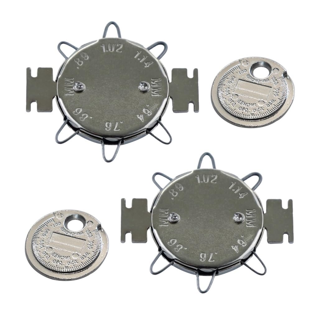 Juego de 4 calibres de bujías con Doble Marcado SAE y métricos, tamaños de 0,02 a 0,1 Pulgadas y de 0,5 a 2,5 mm, con rampa y Calibre de Cable