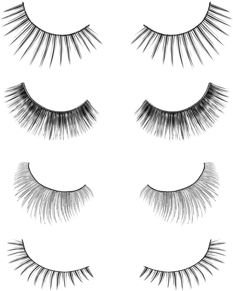 Salona Eye Splashes False Eyelashes Bulk 70 Pairs of Fake Eyelashes with Different Style Thin Natural Look Wispies Cat Eye Fluffy Volume 7 Styles Bundle