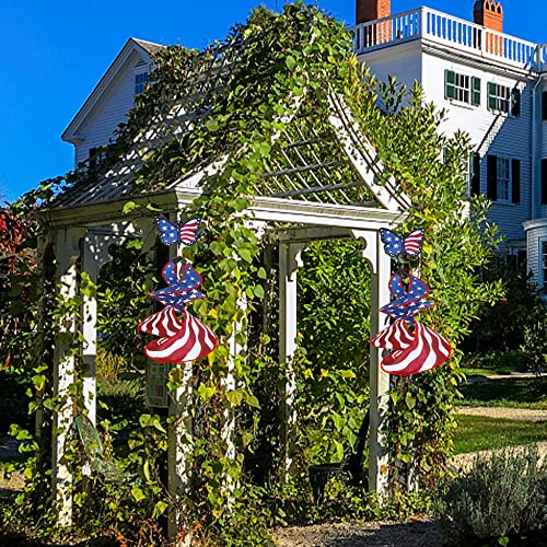 Lulu Home Set Of 2 Patriotic Wind Spinner Duets, 30 Inch Stars & Stripes Butterfly Pinwheel Whirligig Wind Twisters, Hanging Windsock Spinner Windmills For 4Th Of July Memorial Day Yard Decor #TOP3